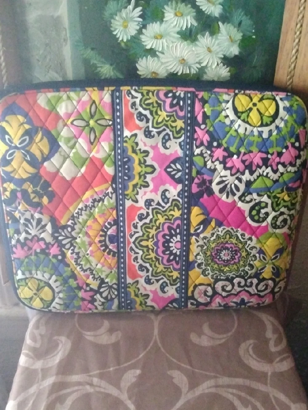 Vera Bradley Quilted Laptop Sleeve in Multicolor Floral Medallion